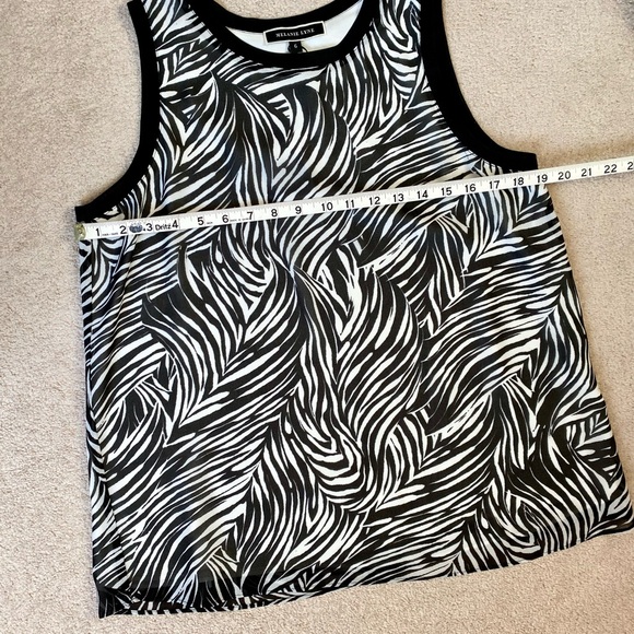 NWT Womens Melanie Lyne Tops | Zebra Print Sleeveless Blouse Black Size 6 - Picture 9 of 10